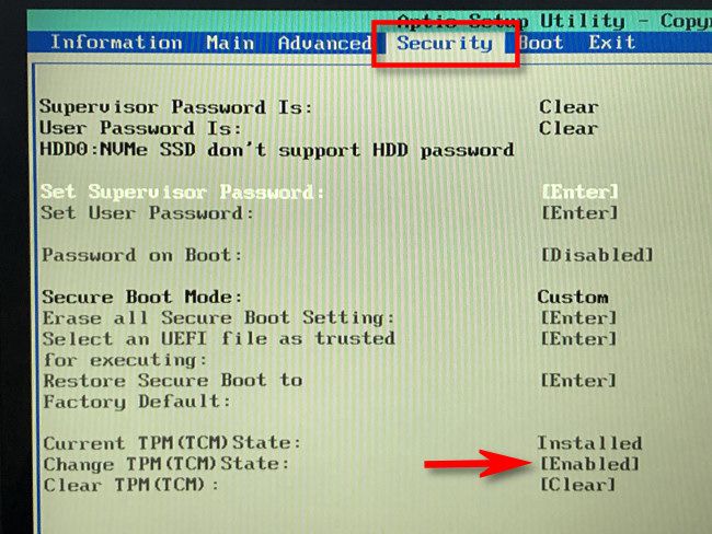 Enable TPM 2.0 and Secure Boot in UEFI