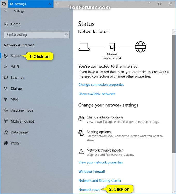 reset network adapter