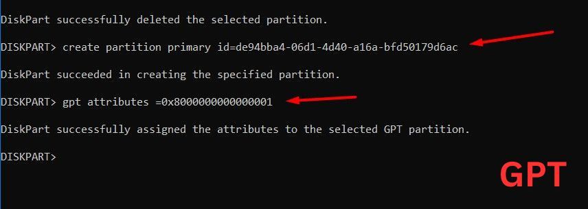 create partition primary command in CMD