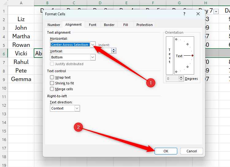 An Excel sheet with a row selected and the Alignment icon highlighted.