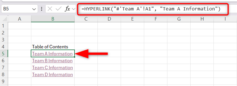 Applying 'HyperLink Function' on each of the sheet name in Excel.