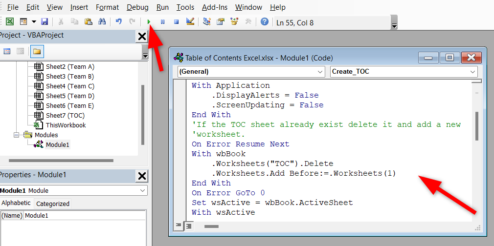 Pasting and running the VBC code in editor.