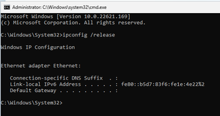 ipconfig release